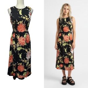 Vtg 90s Y2k Silk Midi Dress Womens 6 Fairy Grunge Romantic Coquette Whimsigoth